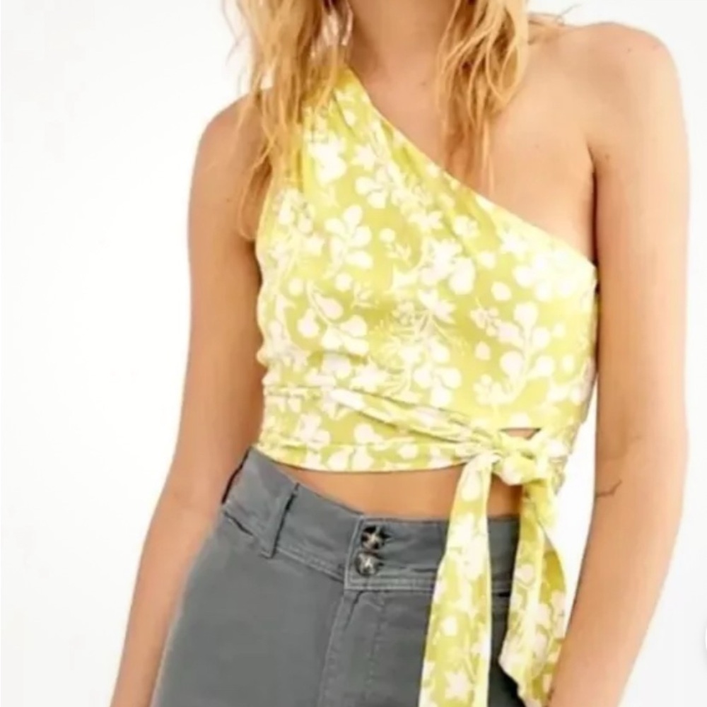 Free People Carmen Printed Top in Lime Combo Size S